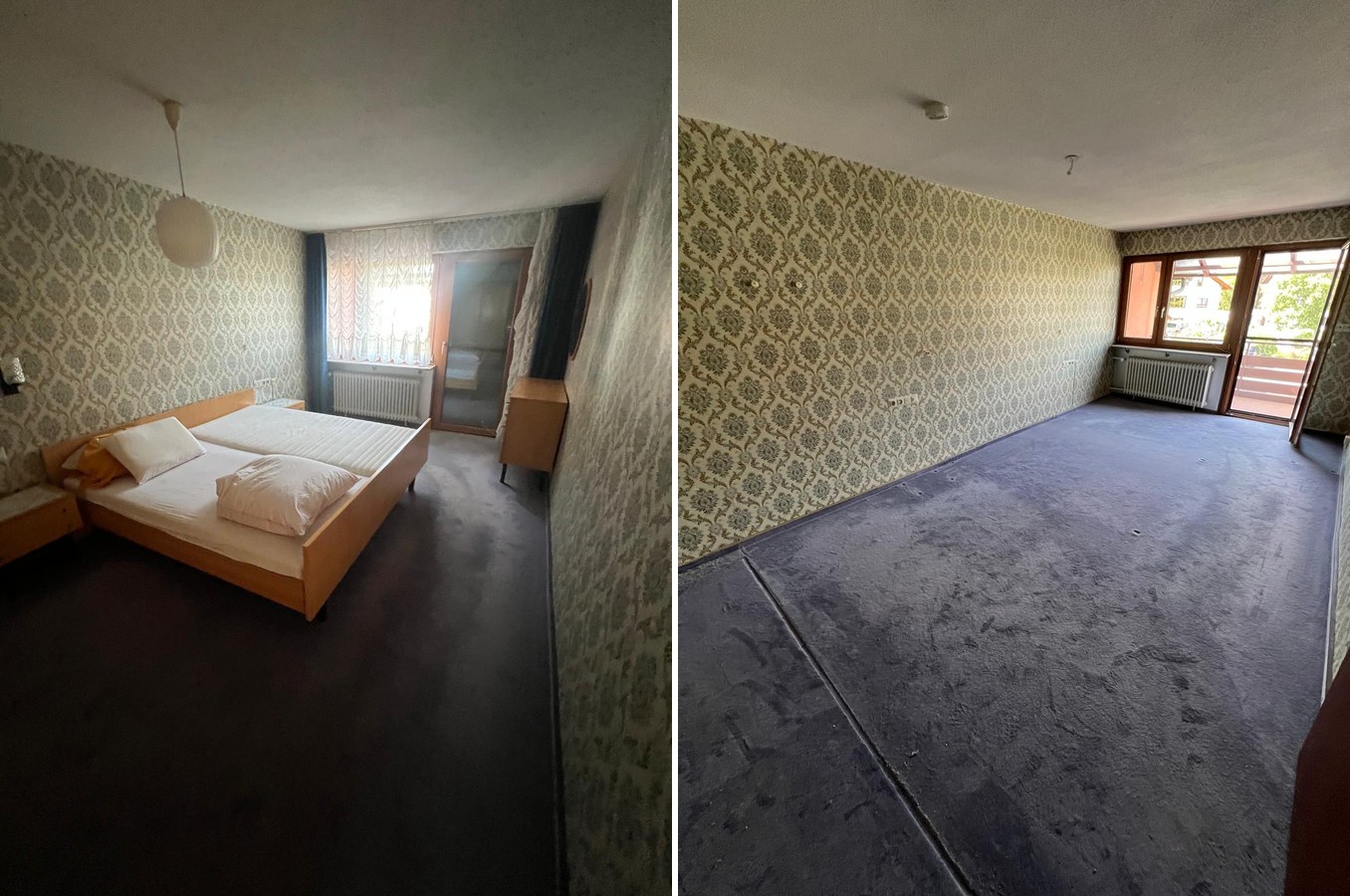 Haushaltsauflösung Bodensee – Wohnzimmer vorher und nachher