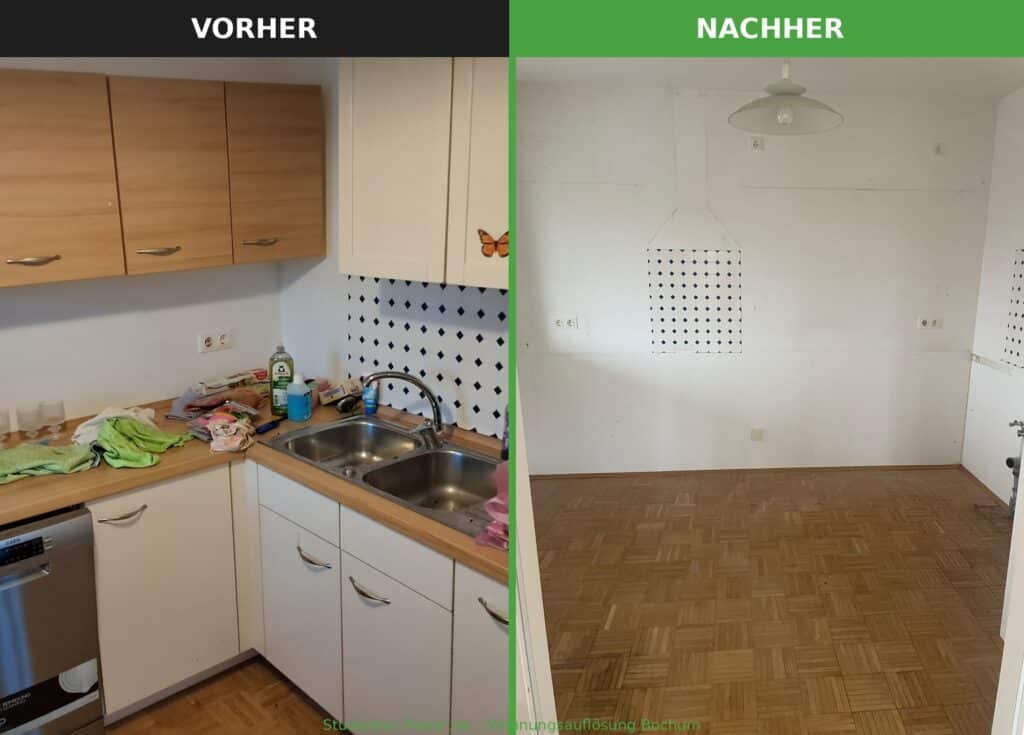 Küche entrümpelt – Wohnungsauflösung Bochum Wohnungsauflösung Bochum: Küche vorher und nachher – Studenten-Power