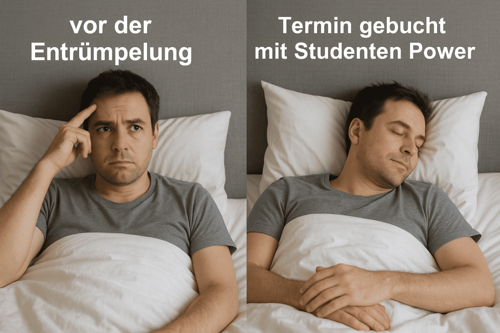 Vorher und nachher mit Terminbuchung mit Studenten-Power vorher und nachher mit terminbuchung mit studenten power